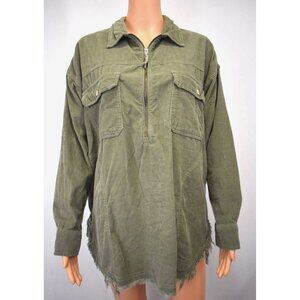 Offline Aerie Shacket Pullover Sz S Oversize Olive Corduroy Lagenlook Farm Chore